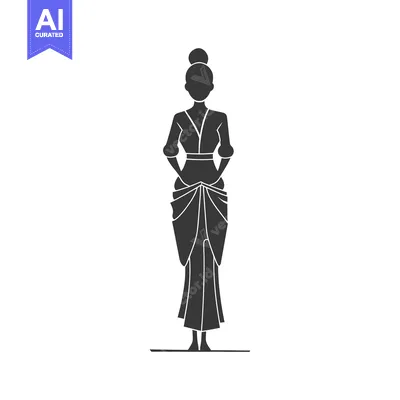 Aset premium populer: Silhouette of a Woman in a Long Dress and Bun