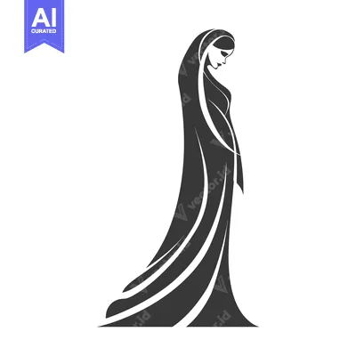 Aset premium populer: Silhouette of a Woman in a Long Dress and Headscarf
