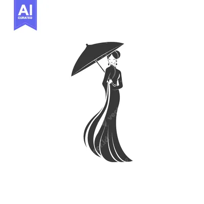 Aset premium populer: Silhouette of a Woman in a Long Dress Holding an Umbrella