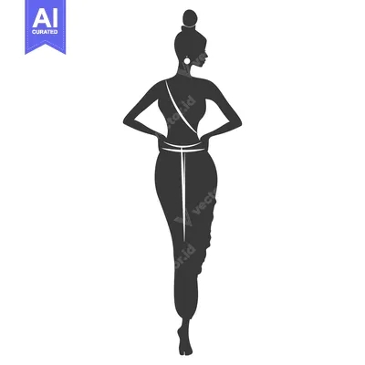 Premium design asset: Silhouette of a Woman in a Long Dress with Hands on Hips