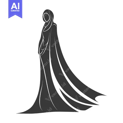 Silhouette of a Woman in a Long Hijab