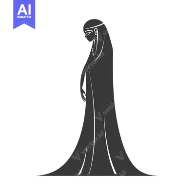 Silhouette of a Woman in a Long Robe and Headscarf