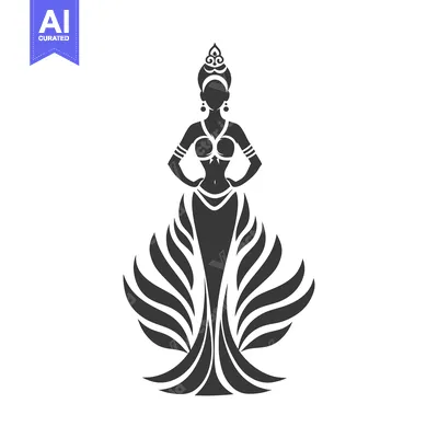 Popular premium asset: Silhouette of a Woman in a Lotus Flower Dress