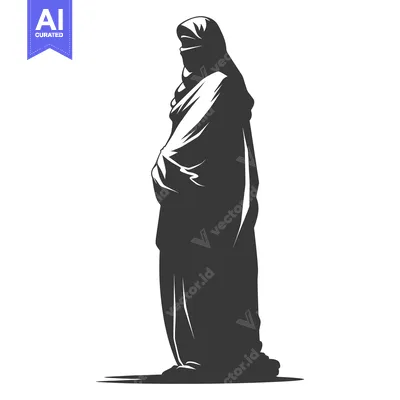 Aset desain premium: Silhouette of a Woman in a Niqab