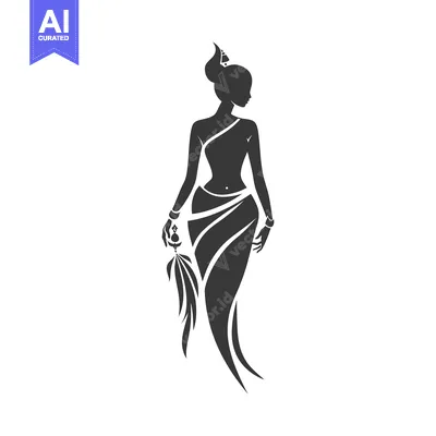 Silhouette of a Woman in a Sari Holding a Flower