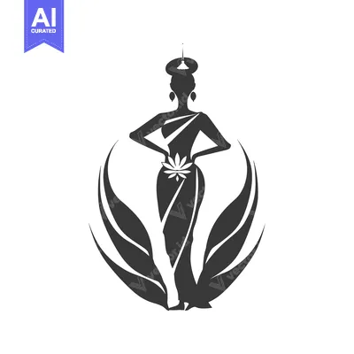 Silhouette of a Woman in a Sari with Floral Accents