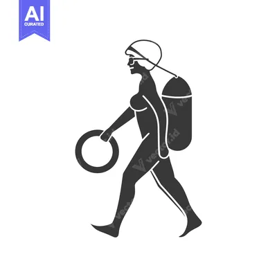 Silhouette of a Woman in a Swimsuit Carrying a Float and a Scuba Tank