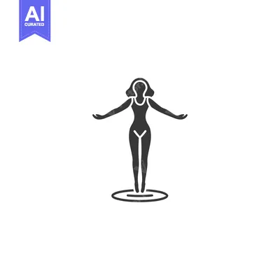 Aset desain premium: Silhouette of a Woman in a Swimsuit Standing in a Circle