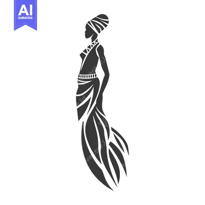 Premium design asset: Silhouette of a Woman in a Traditional African Dress