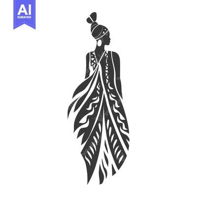 Silhouette of a Woman in a Traditional African Dress