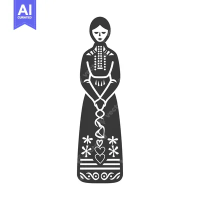 Popular premium asset: Silhouette of a woman in a traditional folk dress