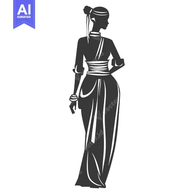 Popular premium asset: Silhouette of a woman in a traditional Indian dress