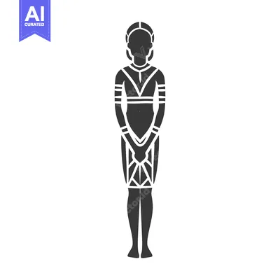 Aset desain premium: Silhouette of a Woman in a Traditional Outfit