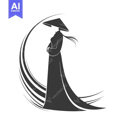 Silhouette of a Woman in a Traditional Vietnamese Conical Hat