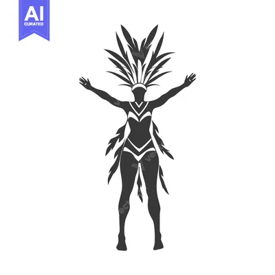 Silhouette of a Woman in Feathered Costume