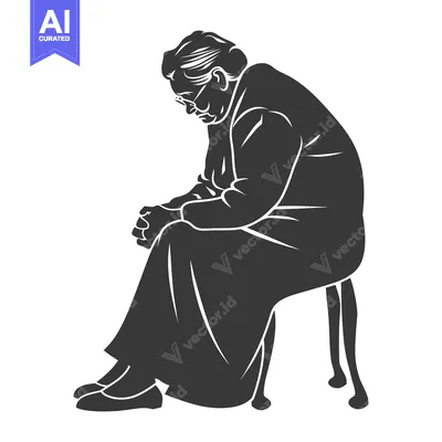 Silhouette of a Woman in Glasses Sitting on a Chair