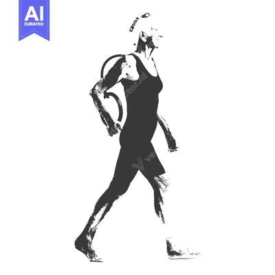 Silhouette of a Woman in Swimsuit Walking with a Hoop