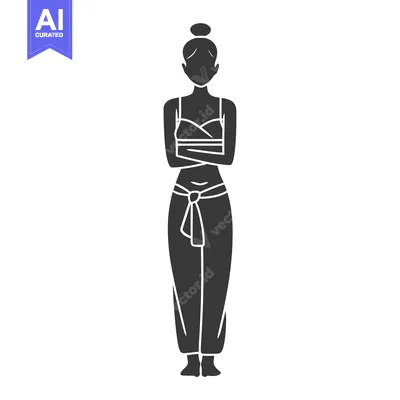 Aset premium populer: Silhouette of a Woman in Traditional Clothing with Arms Crossed