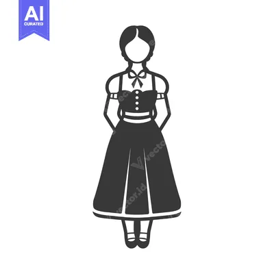 Aset premium populer: Silhouette of a Woman in Traditional German Dress