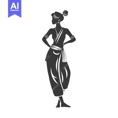 Silhouette of a Woman in Traditional Indian Attire