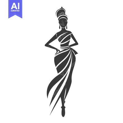 Aset premium populer: Silhouette of a woman in traditional Indian dress