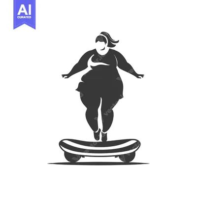 Aset desain premium: Silhouette of a Woman Jumping on a Balance Board
