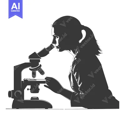 Popular premium asset: Silhouette of a Woman Looking Through a Microscope