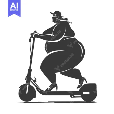 Aset premium populer: Silhouette of a woman on an electric scooter