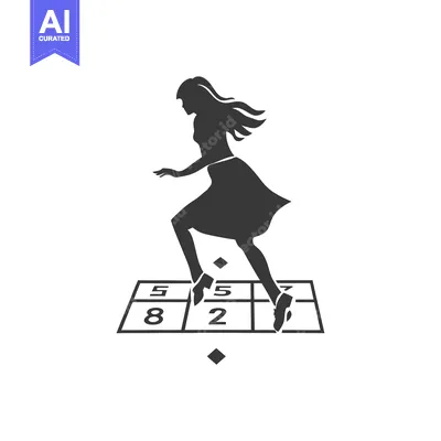 Silhouette of a Woman Playing Hopscotch