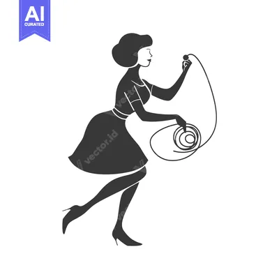 Silhouette of a Woman Playing with a Spool of Thread