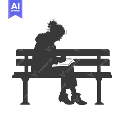 Silhouette of a Woman Reading on a Bench