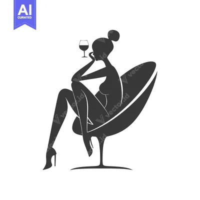Silhouette of a Woman Relaxing in a Chair with Wine
