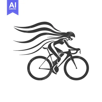 Silhouette of a Woman Riding a Bicycle with Flowing Hair