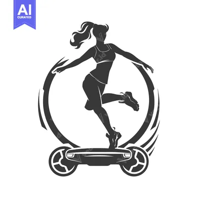 Popular premium asset: Silhouette of a Woman Riding a Hoverboard