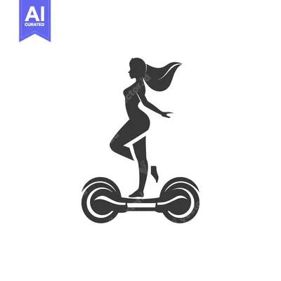 Aset premium populer: Silhouette of a Woman Riding a Hoverboard