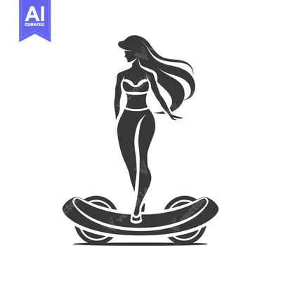Premium design asset: Silhouette of a Woman Riding a Hoverboard
