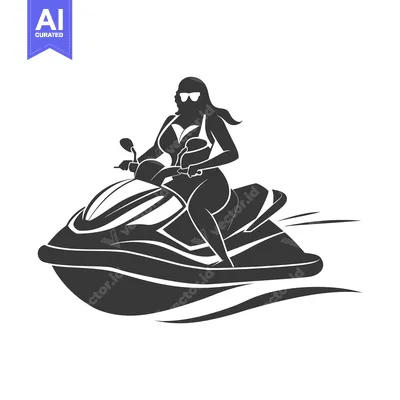 Popular premium asset: Silhouette of a Woman Riding a Jet Ski