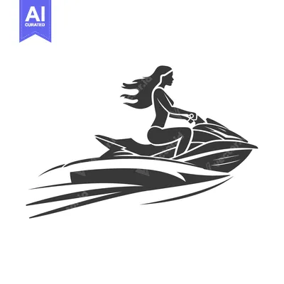 Aset premium populer: Silhouette of a Woman Riding a Jet Ski