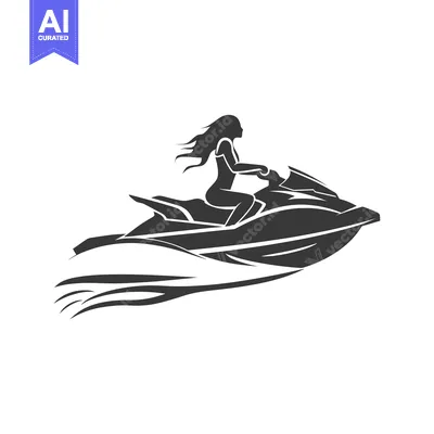 Popular premium asset: Silhouette of a Woman Riding a Jet Ski