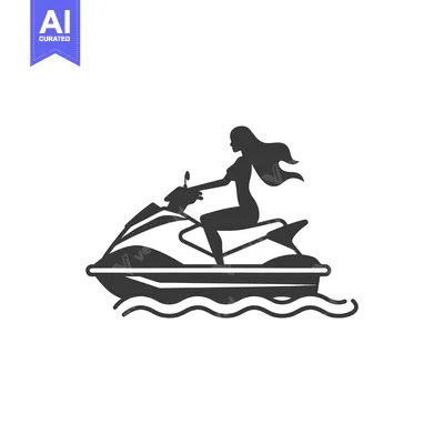 Aset premium populer: Silhouette of a Woman Riding a Jet Ski