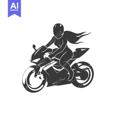 Aset desain premium: Silhouette of a Woman Riding a Motorcycle