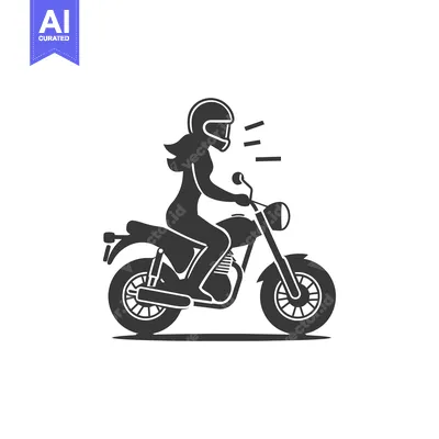 Aset desain premium: Silhouette of a Woman Riding a Motorcycle