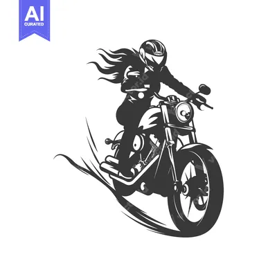 Aset premium populer: Silhouette of a Woman Riding a Motorcycle with Hair Flowing in the Win