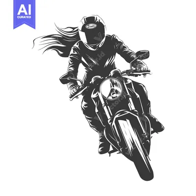 Aset premium populer: Silhouette of a Woman Riding a Motorcycle with Waving Hair
