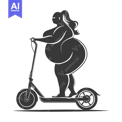 Aset desain premium: Silhouette of a woman riding an electric scooter