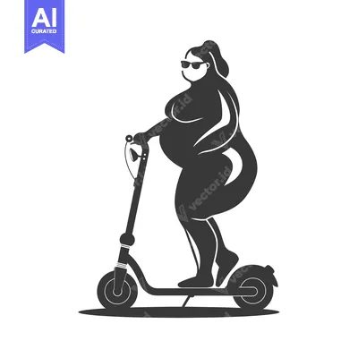 Aset premium populer: Silhouette of a Woman Riding an Electric Scooter