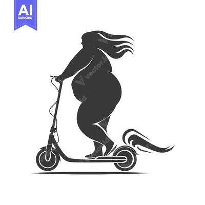 Aset premium populer: Silhouette of a Woman Riding an Electric Scooter