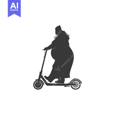 Premium design asset: Silhouette of a Woman Riding an Electric Scooter
