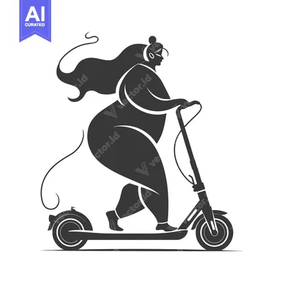 Premium design asset: Silhouette of a Woman Riding an Electric Scooter