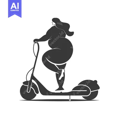 Aset premium populer: Silhouette of a Woman Riding an Electric Scooter